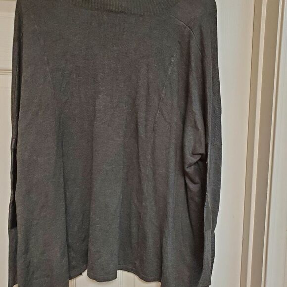 Central park west sweater size medium black gray cowl neck faux leather patch - Picture 5 of 8